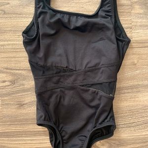 Motionwear Black mesh cutout dance leo Fits like size 5/6 child